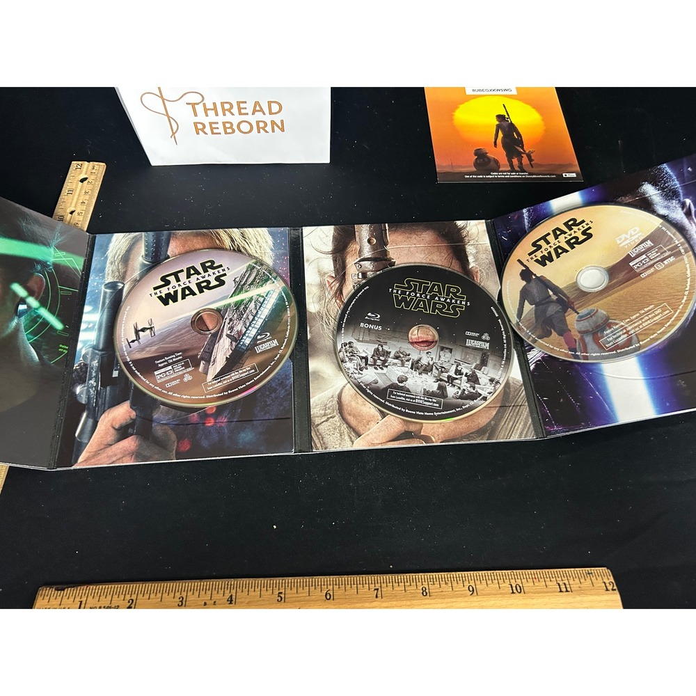 Star Wars The Force Awakens 3-Disc DVD Blu-ray + Bonus Disc Movie